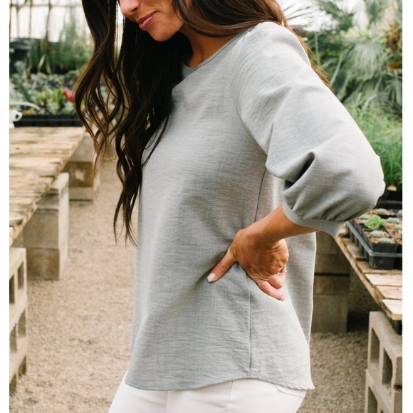 Slate Blue Blouse with Button Down Back - Picture 3 of 3